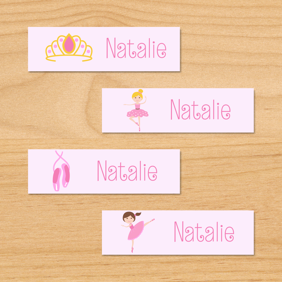 Princess (Light Skin) Personalized Rectangle Kids Waterproof Labels