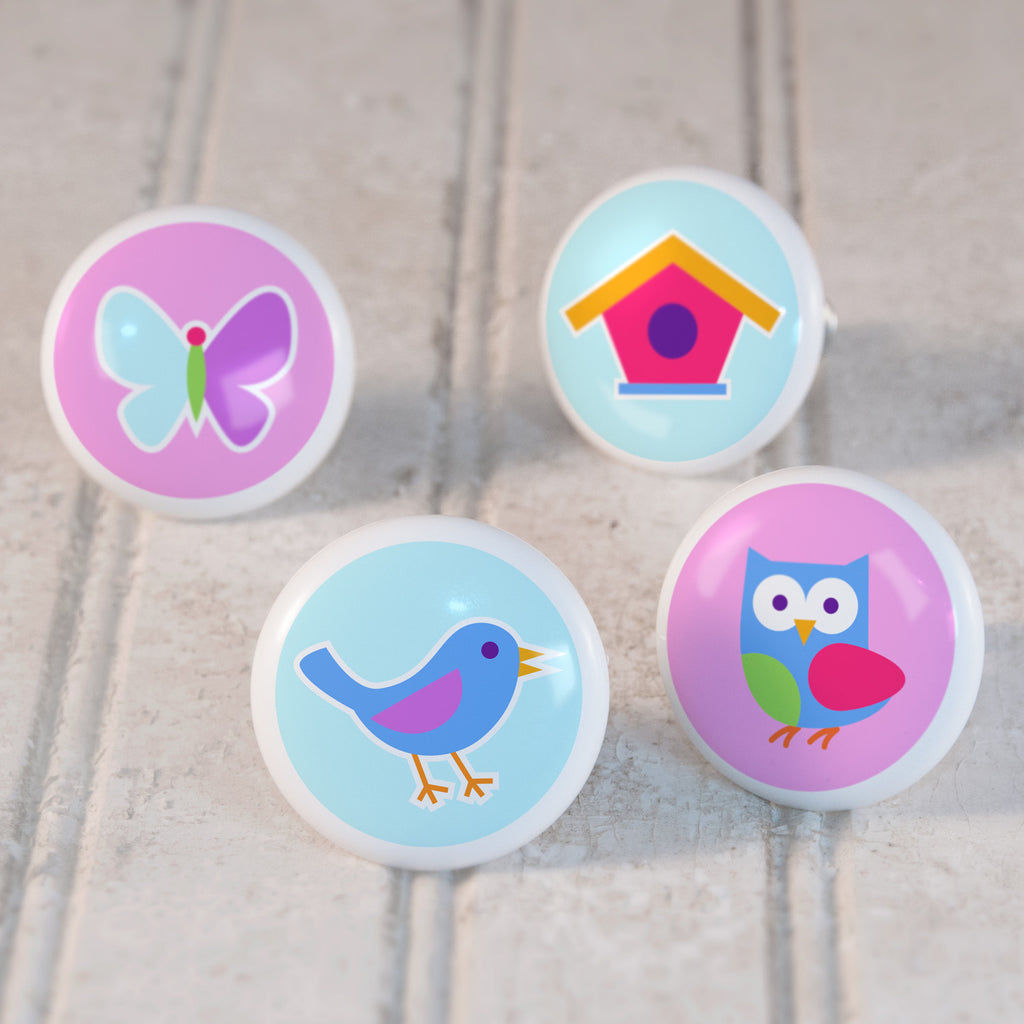 Birdie Set of 4 Small Ceramic Kids Drawer Knobs by Olive Kids from Art Appeel