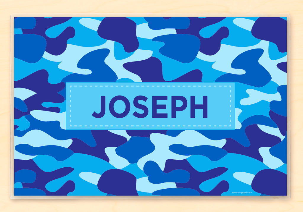 Kids camo placemat in blues
