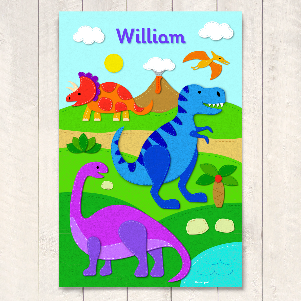 Dinosaurs Art Print Personalized