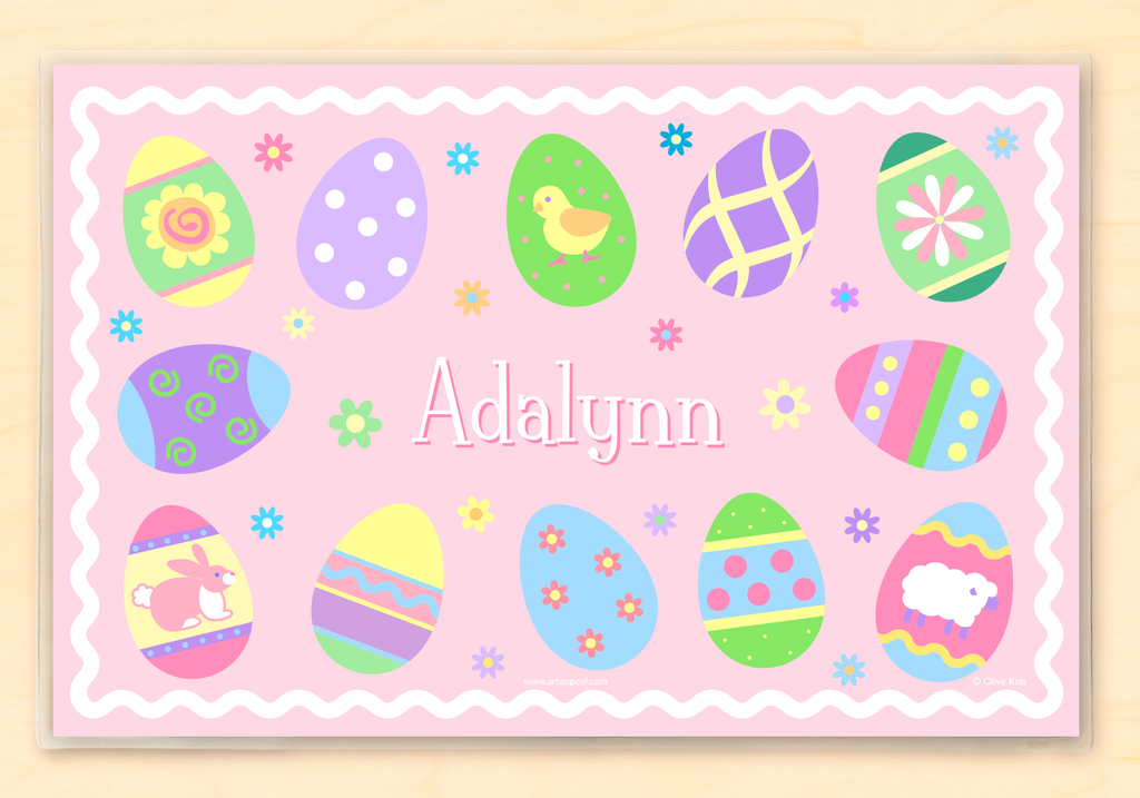 Easter Eggs Girls Personalized Kids Placemat by Olive Kids