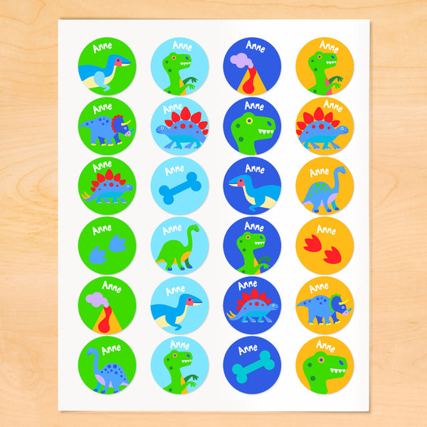 Dinosaur Land Personalized Round Kids Waterproof Labels
