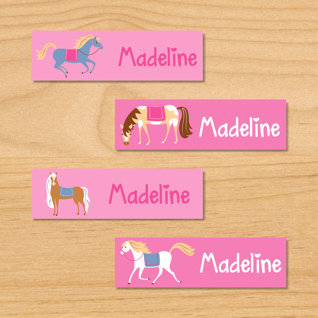 Horses Personalized Mini Kids Waterproof Labels