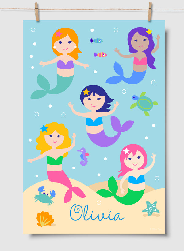 Mermaids Personalized Art Print