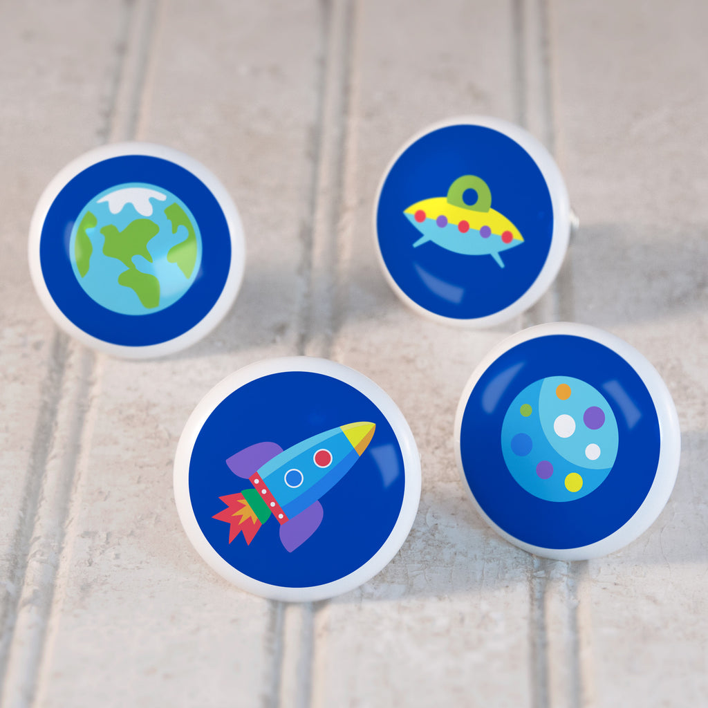 Out of This World Set of 4 Small Ceramic Kids Drawer Knobs by Olive Kids from Art Appeel