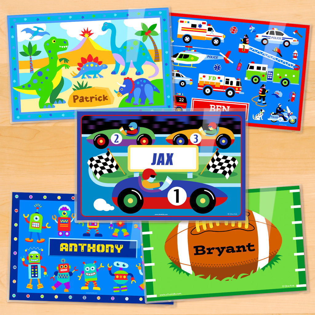 Boys Bold Personalized Kids Placemat Set of 5 by Olive Kids