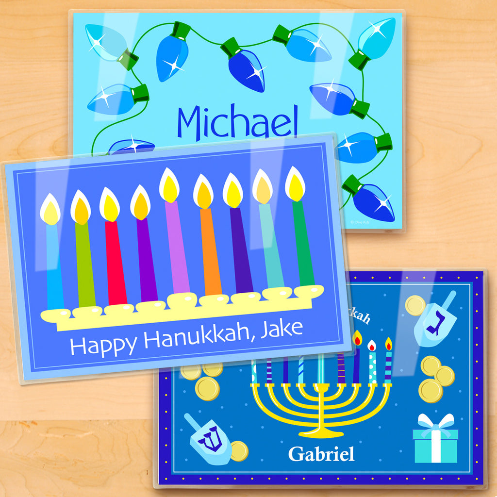Hanukkah Personalized Kids Placemat Set of 3 by Olive Kids
