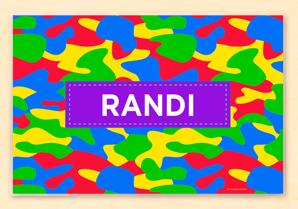 Colorful rainbow camo kids personalized placeamt