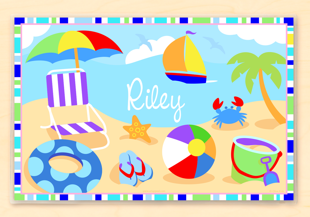 Summertime Boys Beach Scene Personalized Placemat