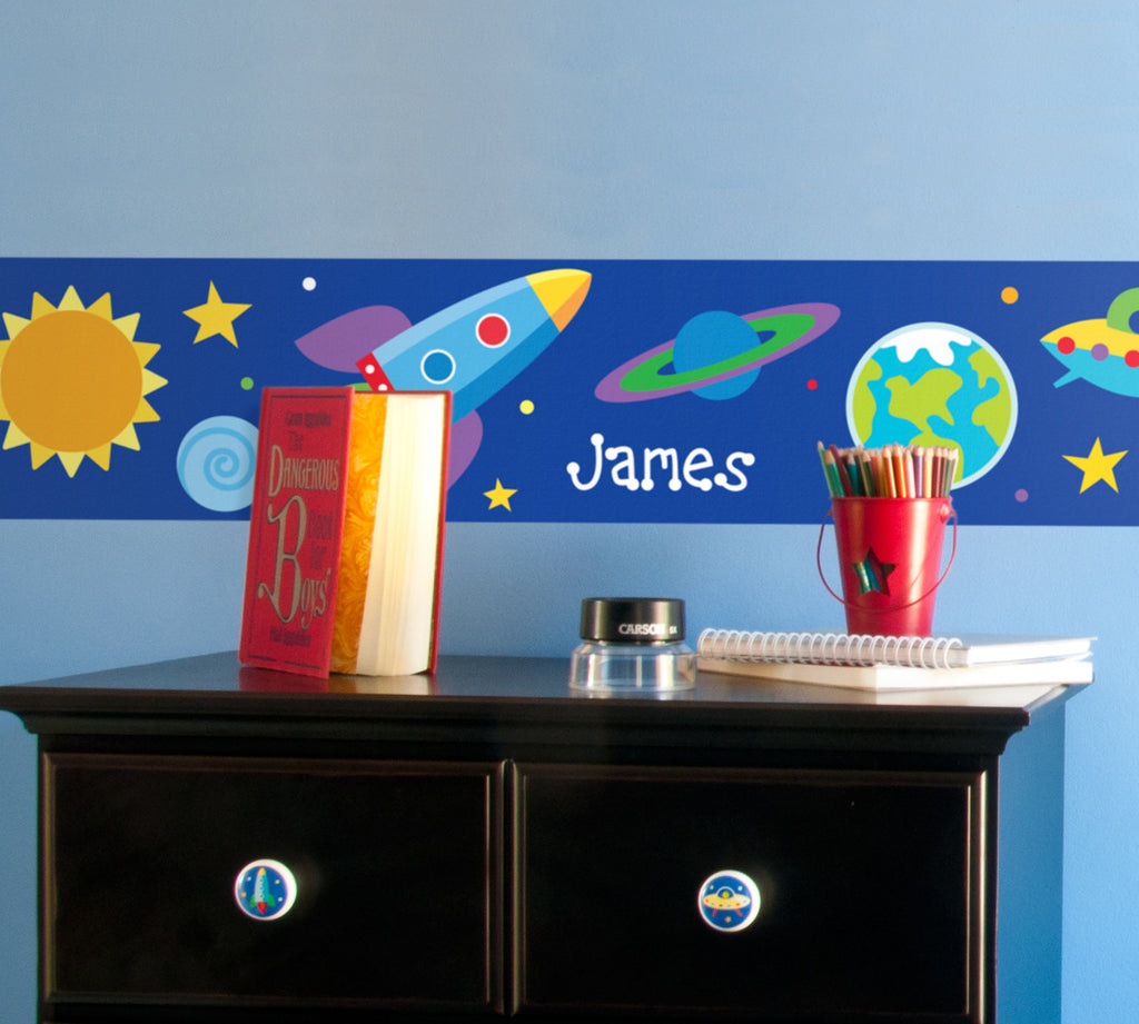 Out of This World Personalized Kids Peel & Stick Decal Wall Border