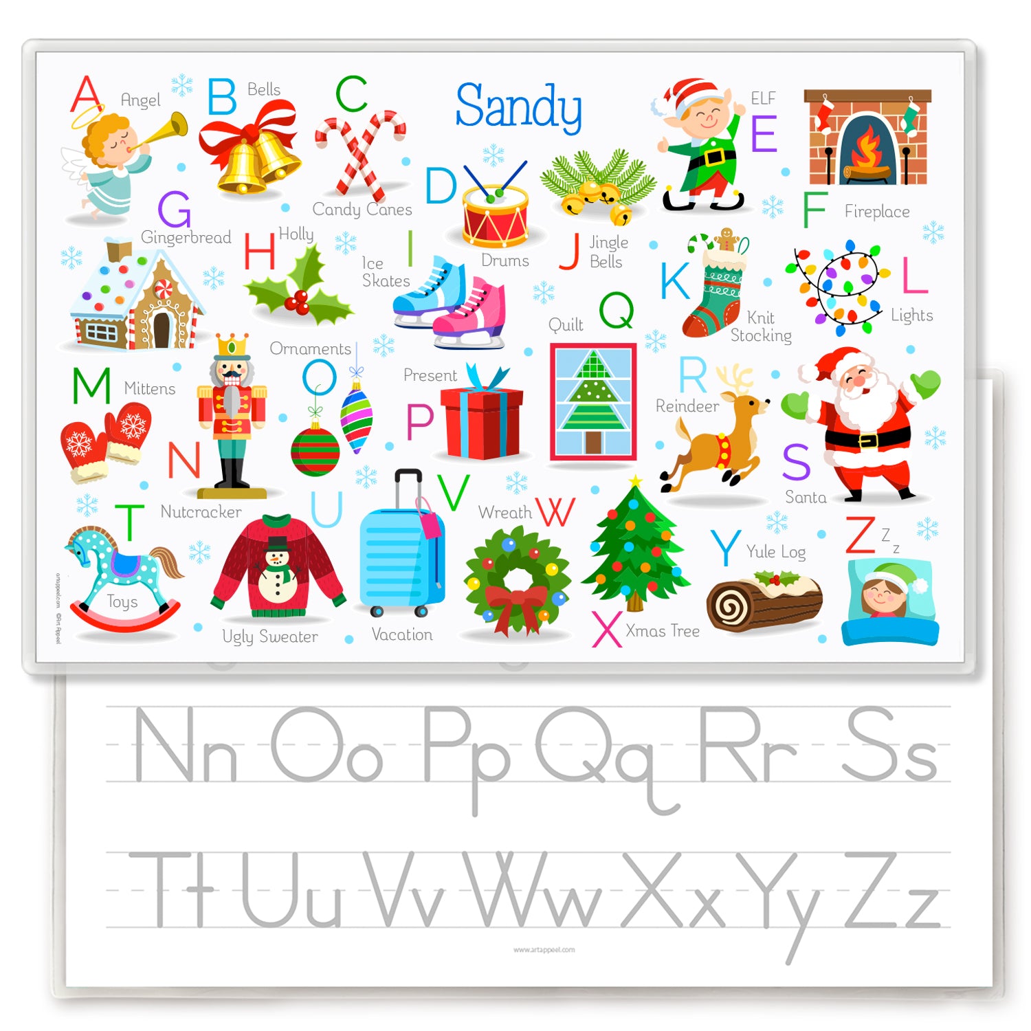 Christmas Alphabet Personalized Kids Placemat – Art Appeel