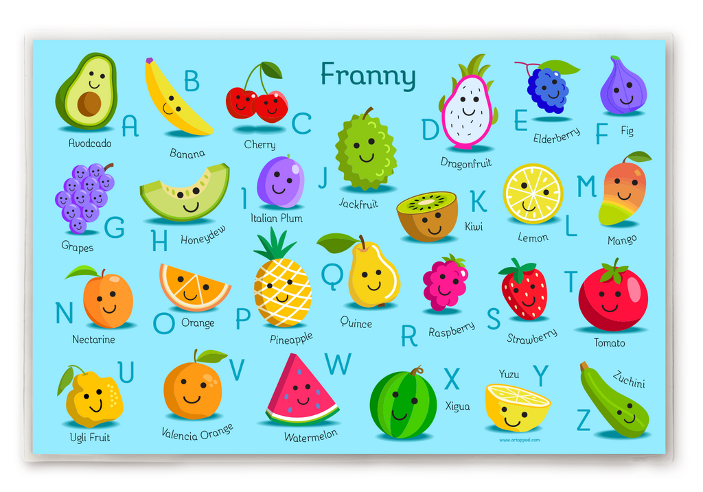 Fruity Alphabet Personalized Kids Placemat