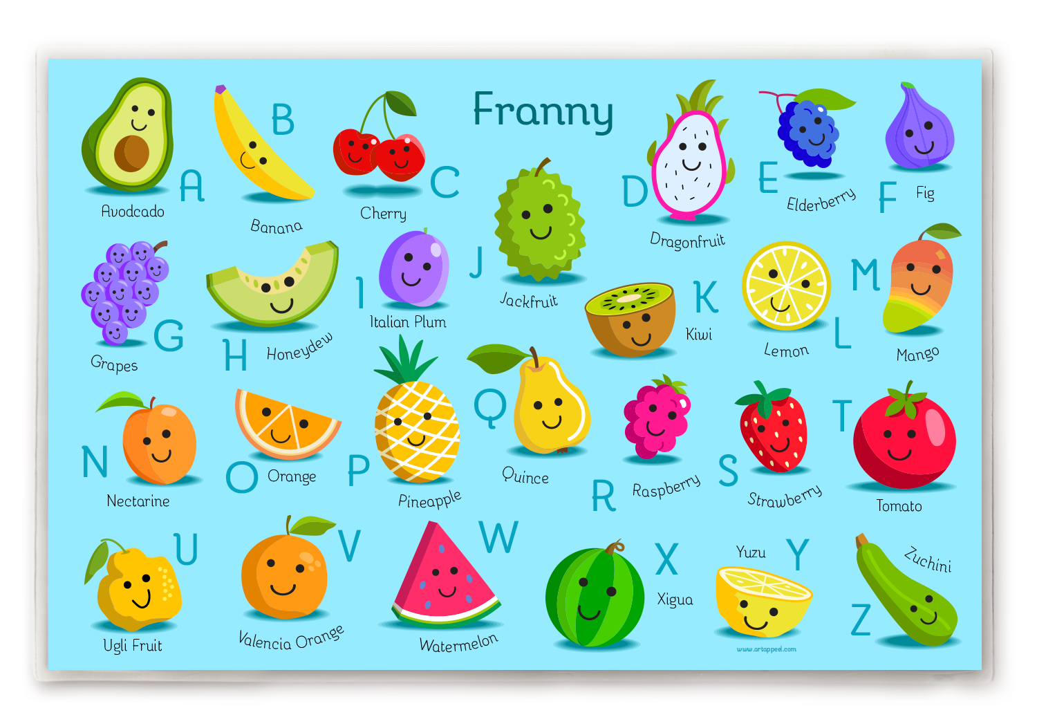 Fruity Alphabet Personalized Kids Placemat