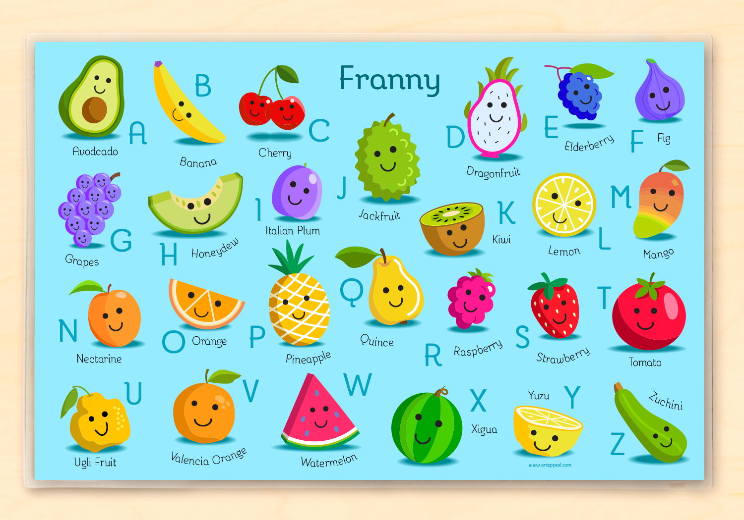Fruity Alphabet Personalized Kids Placemat