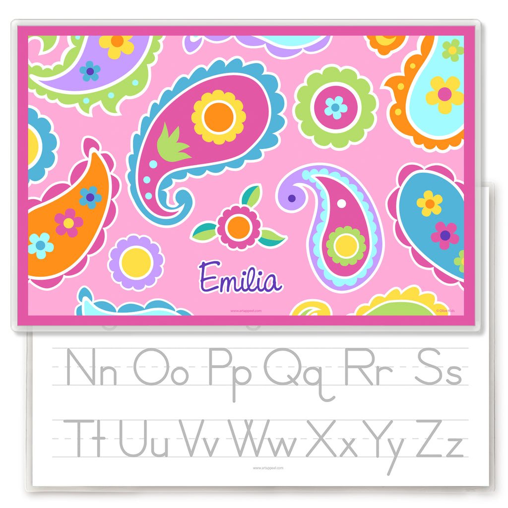 Pink Paisley Personalized Kids Placemat
