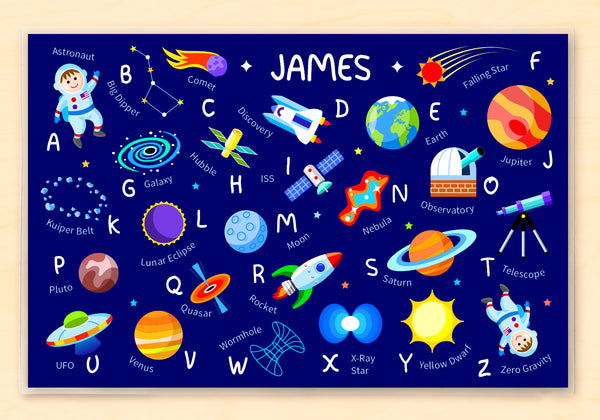 Outer Space Alphabet Personalized Kids Placemat