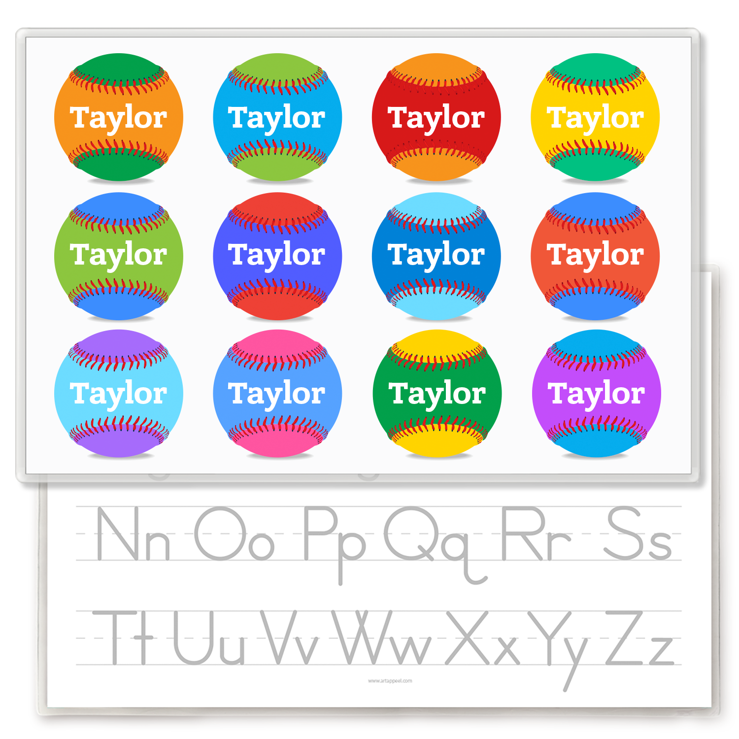 Colorful Baseballs Personalized Kids Placemat
