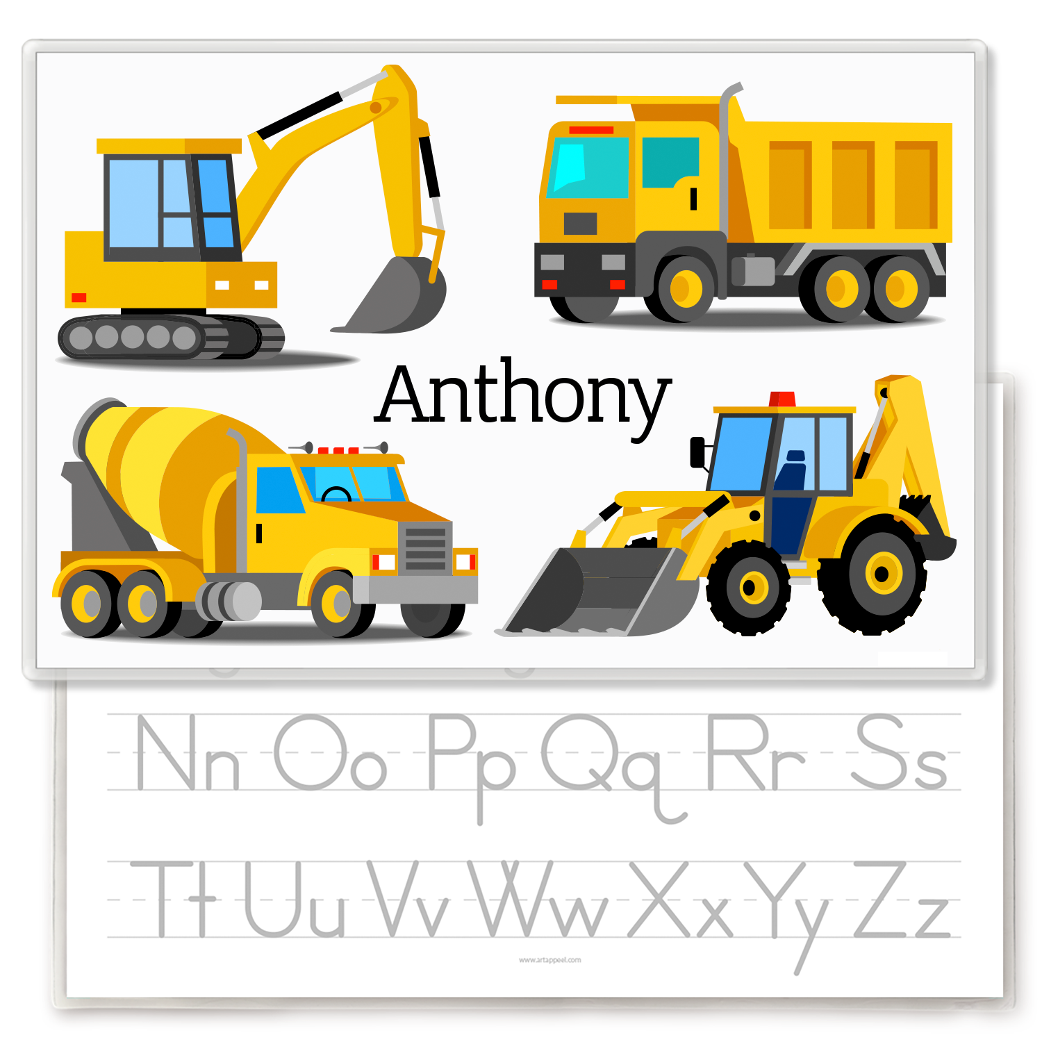 Construction Vehicles Personalized Kids Placemat