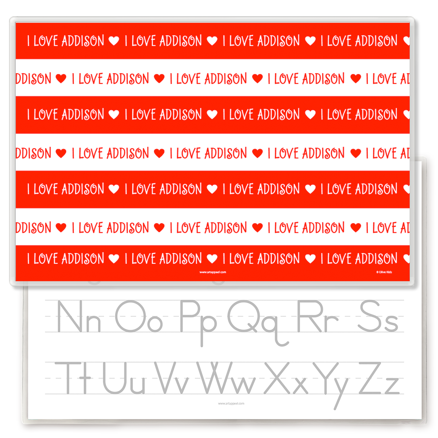 Valentine Stripes Personalized Kids Placemat