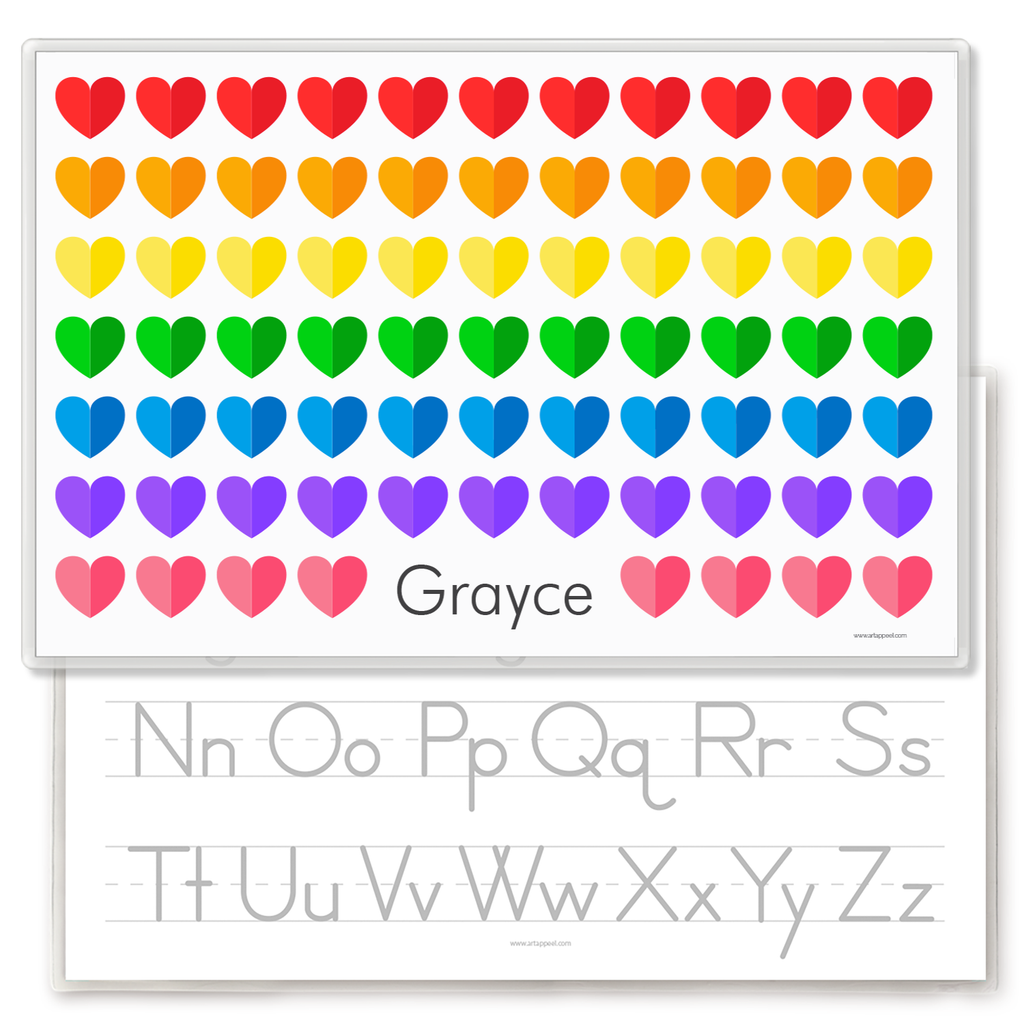 Valentine Rainbow Hearts Personalized Kids Placemat