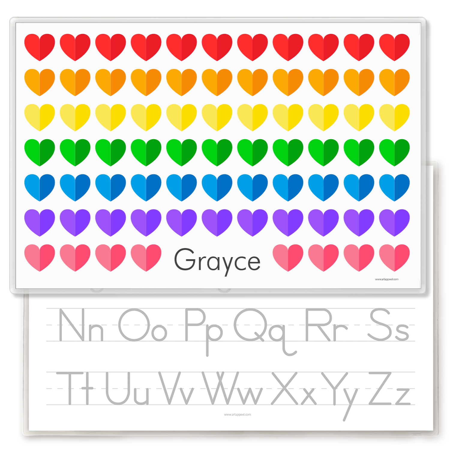 Valentine Rainbow Hearts Personalized Kids Placemat