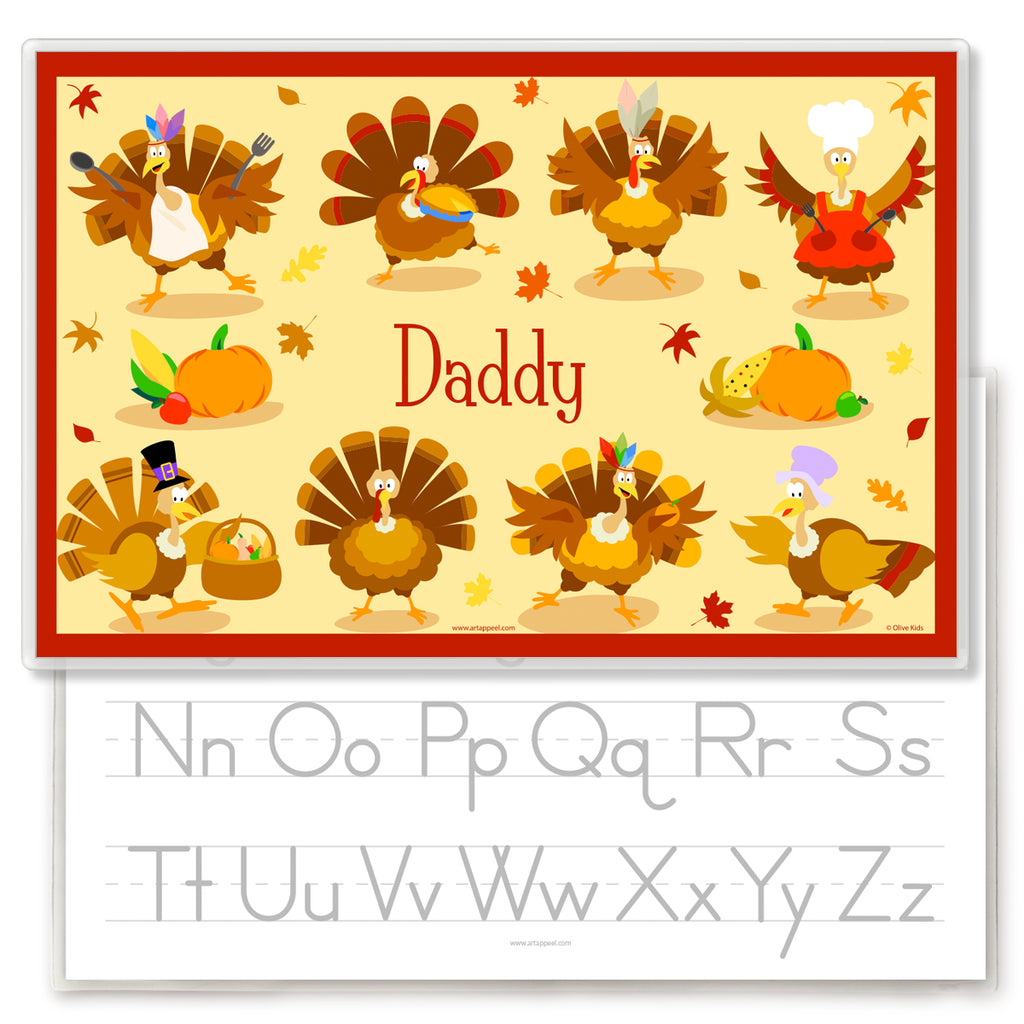 Thanksgiving Turkeys Personalized Kids Placemat