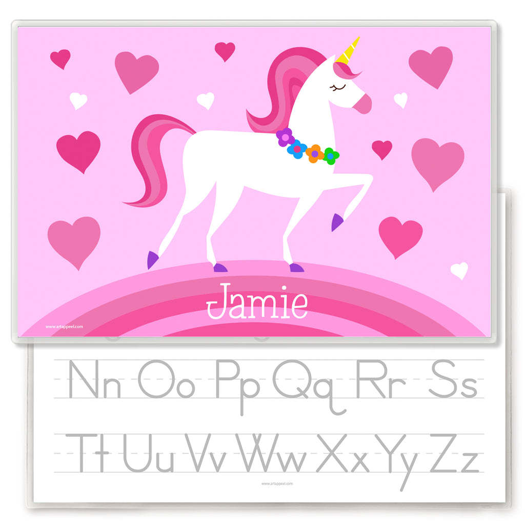 Unicorn Hearts Personalized Placemat