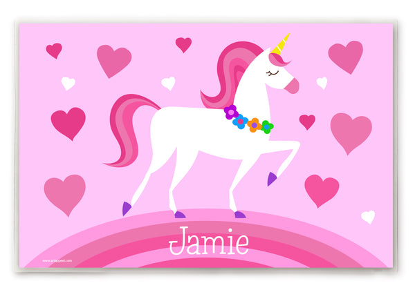 Valentine Unicorn Personalized Kids Placemat