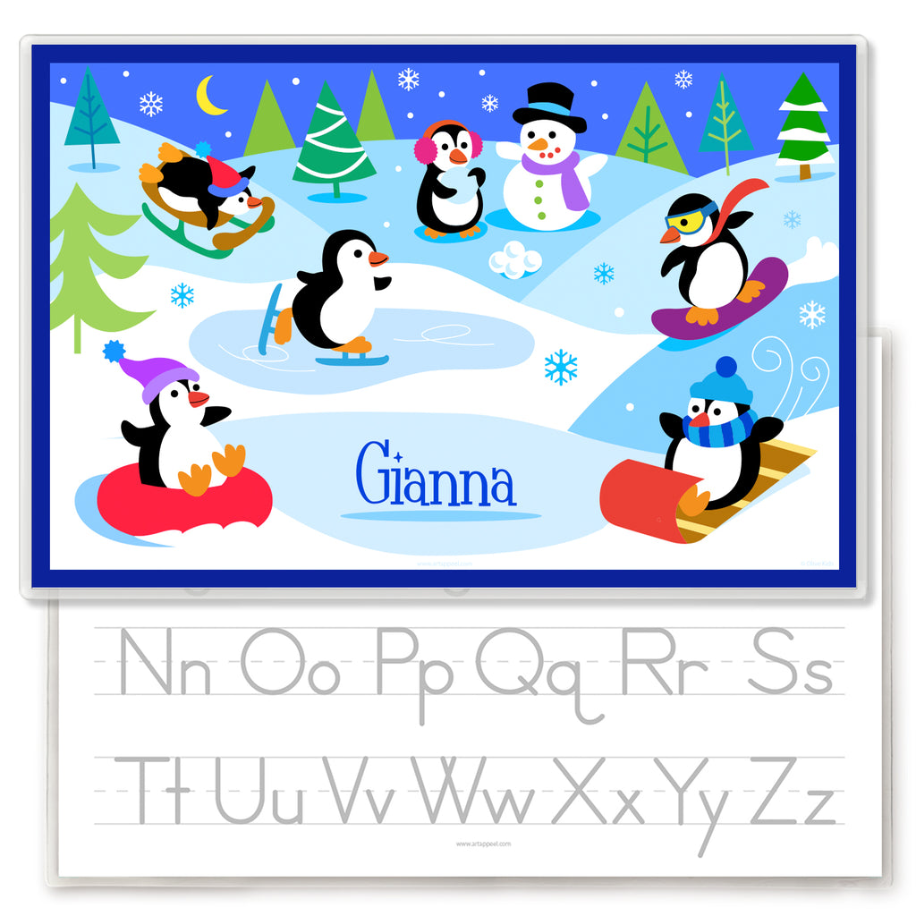 Winter Penguins Personalized Kids Placemat