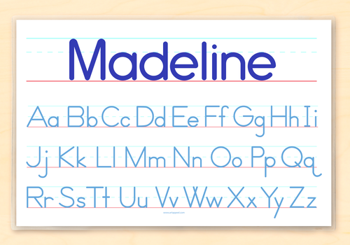 Alphabet kids personalized name learning educational placemat with upper case and lower case practice alphabet school letters