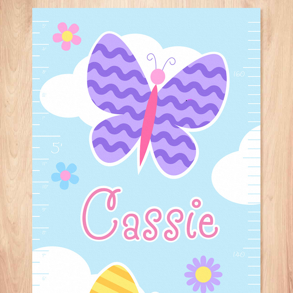 Butterfly Garden Personalized Kids Canvas Growth Chart