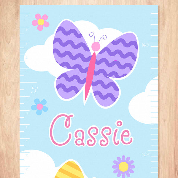 Butterfly Garden Personalized Kids Canvas Growth Chart