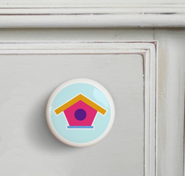 Birdhouse - Birdie Small Ceramics Kids Drawer Knob by Olive Kids from Art Appeel