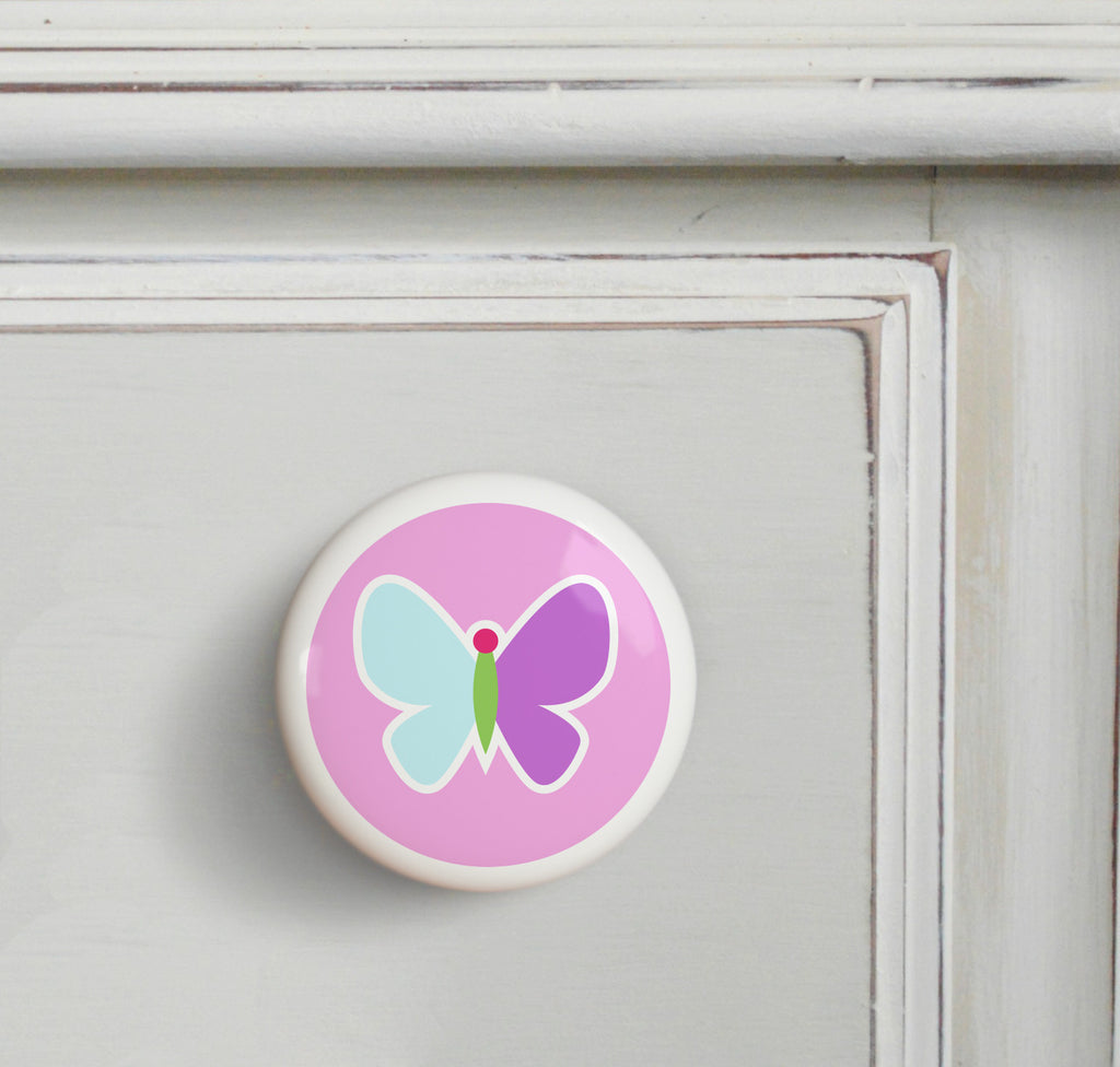 Butterfly - Birdie Small Ceramics Kids Drawer Knob by Olive Kids from Art Appeel