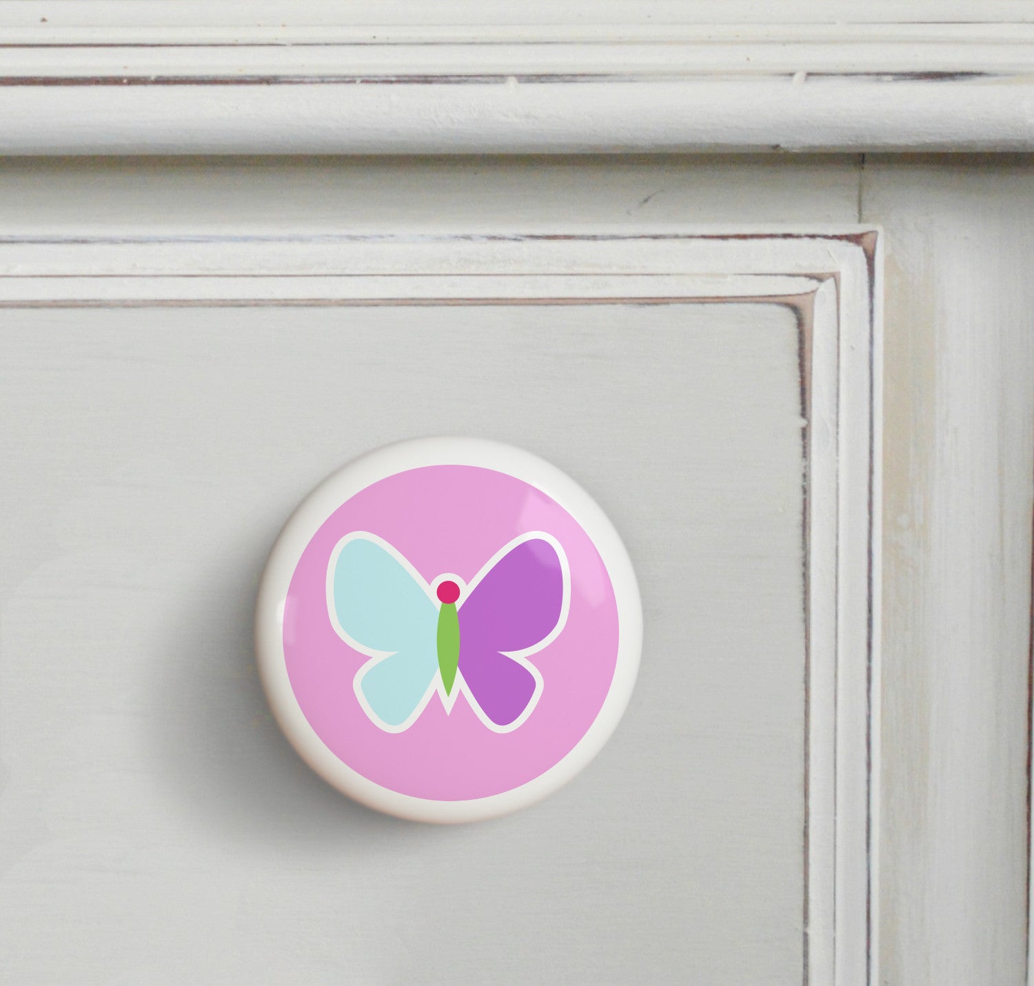 Butterfly - Birdie Small Ceramics Kids Drawer Knob by Olive Kids from Art Appeel