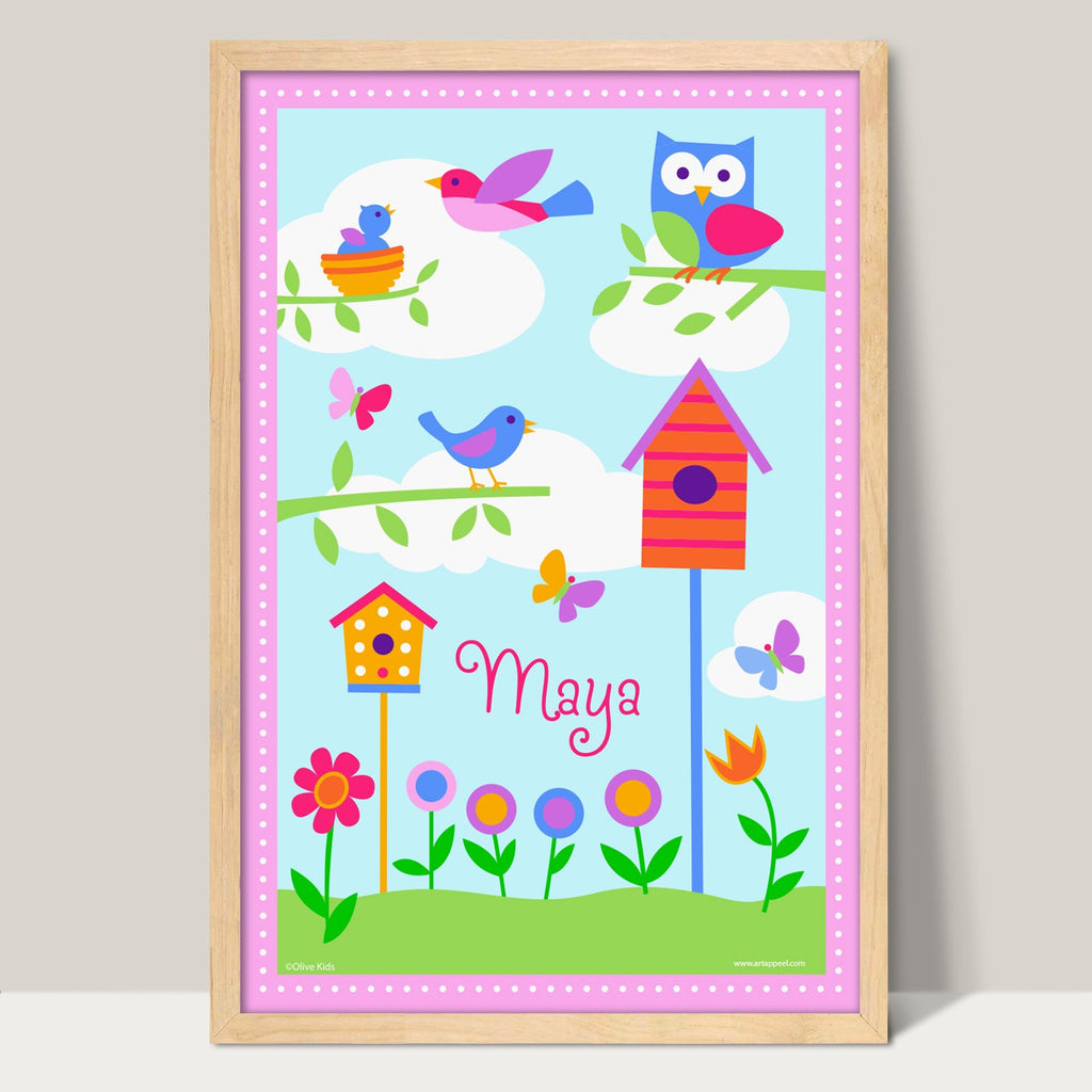 Bird Houses Personalized Art Print for Girls