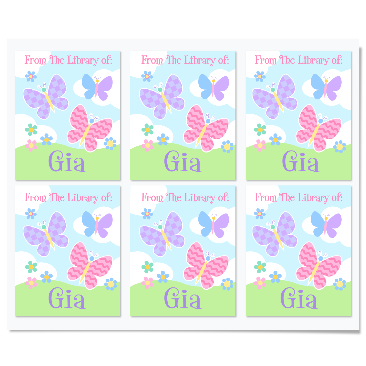 Butterfly Garden Personalized Bookplates