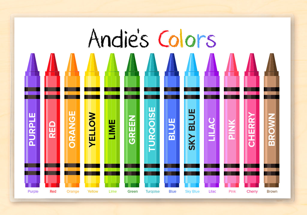 Kids can learn their colors with this personalized placemat