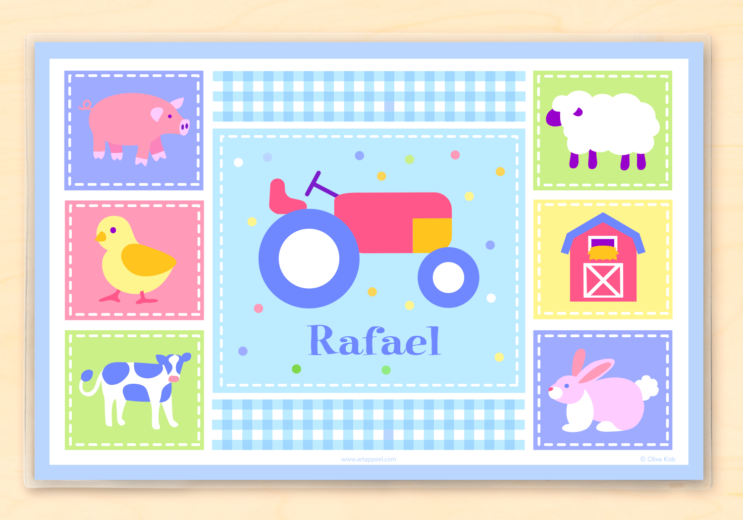 Country Baby Tractor Personalized Kids Placemat