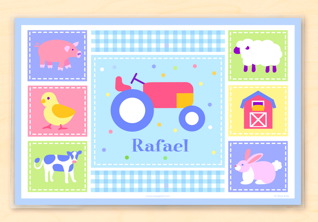 Country Baby Tractor Personalized Kids Placemat