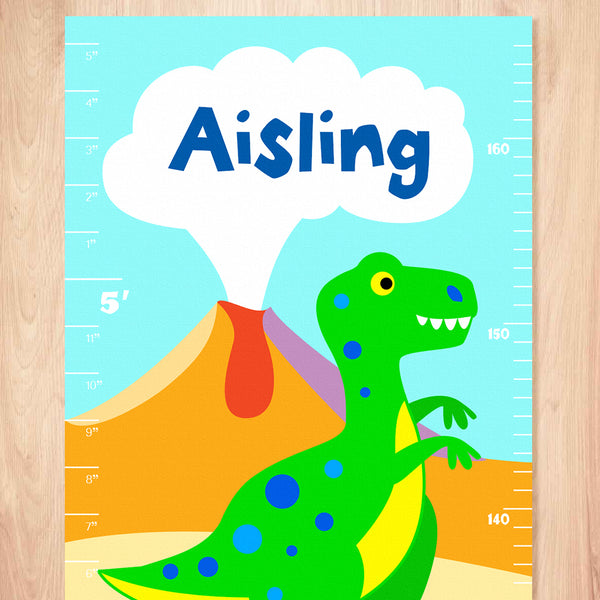 Dinosaur Land Personalized Kids Canvas Growth Chart