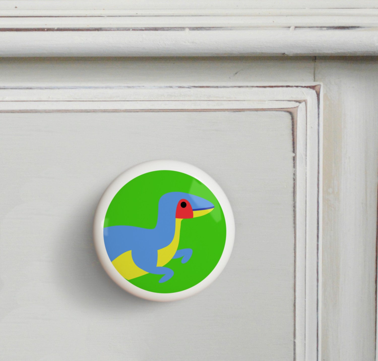 Velociraptor - Dinosaur Land Small Ceramics Kids Drawer Knob by Olive Kids from Art Appeel