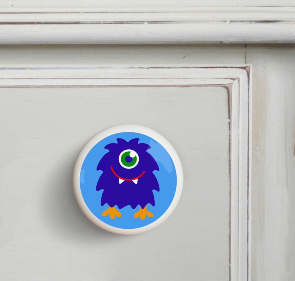 Blue - Monsters Small Ceramics Kids Drawer Knob by Olive Kids from Art Appeel