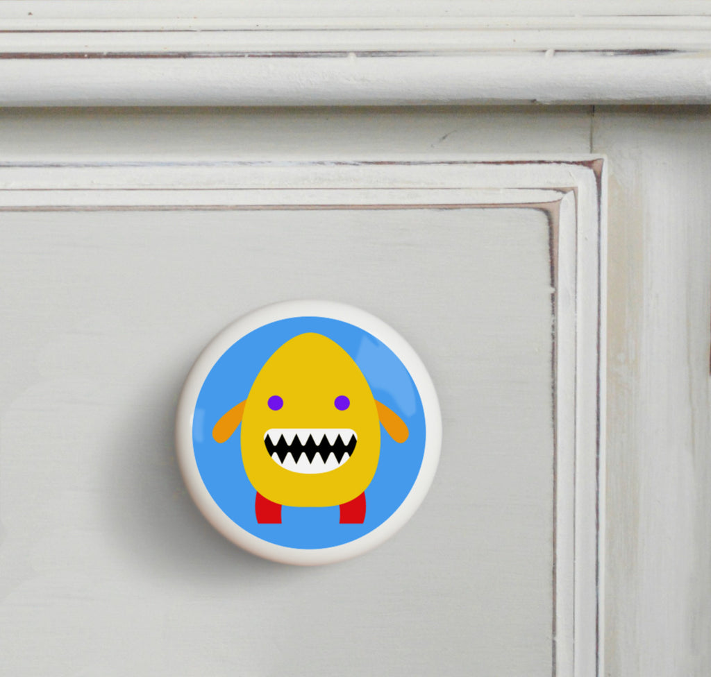 Yellow - Monsters Small Ceramics Kids Drawer Knob by Olive Kids from Art Appeel