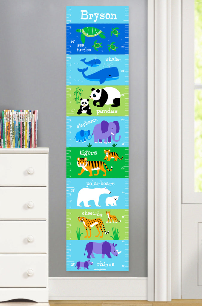 Animals Canvas Growth Chart with Endangered Animals