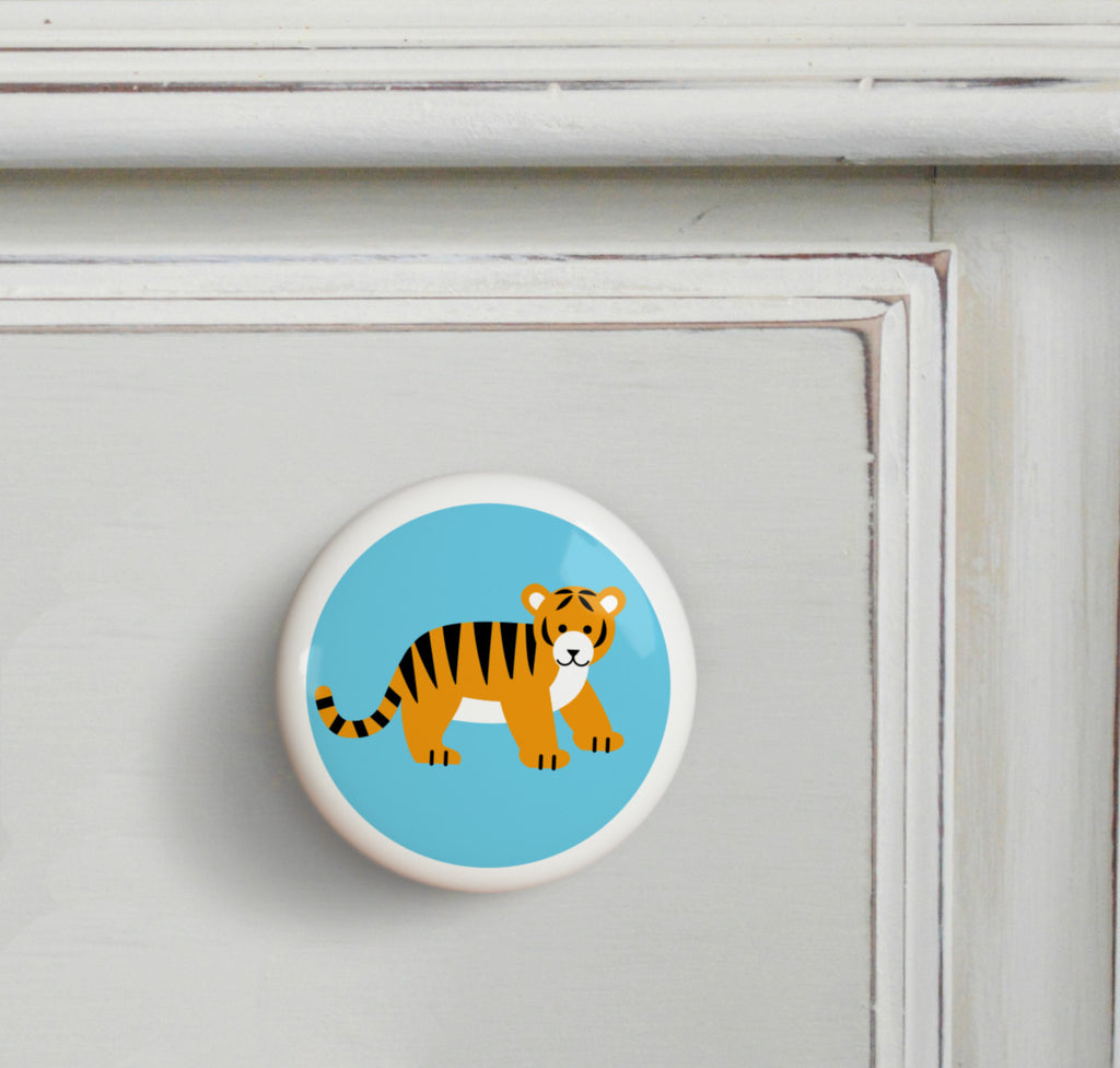 Tiger - Endangered Animals Small Ceramics Kids Drawer Knob by Olive Kids from Art Appeel