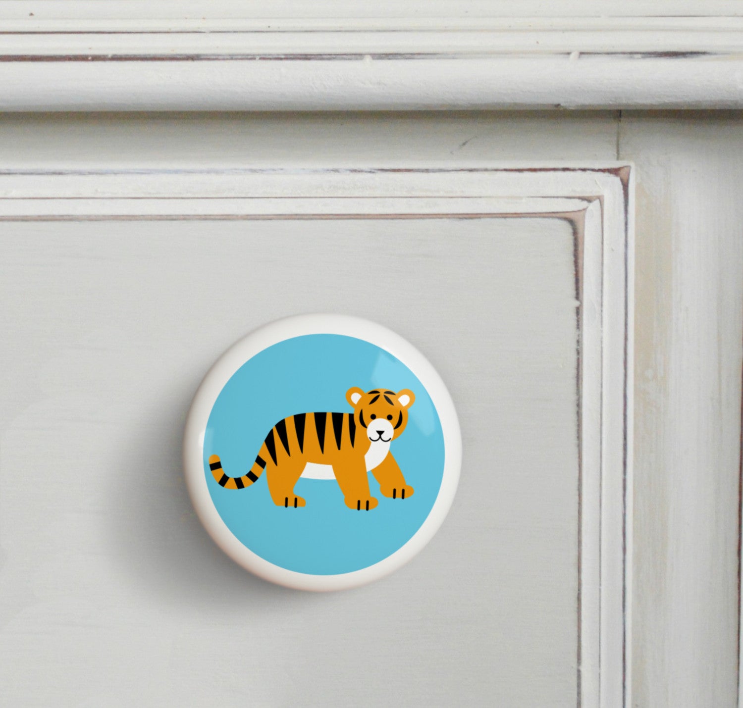 Tiger - Endangered Animals Small Ceramics Kids Drawer Knob by Olive Kids from Art Appeel