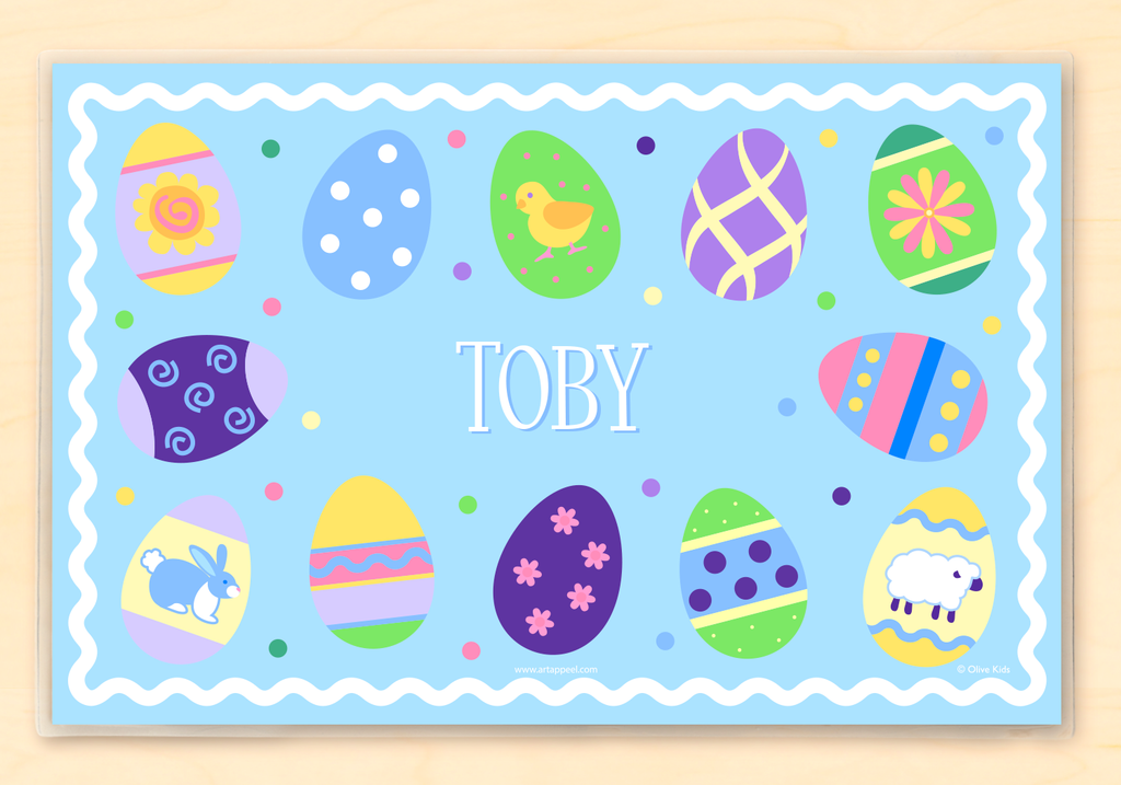 Easter Eggs Boys Personalized Kids Placemat by Olive Kids
