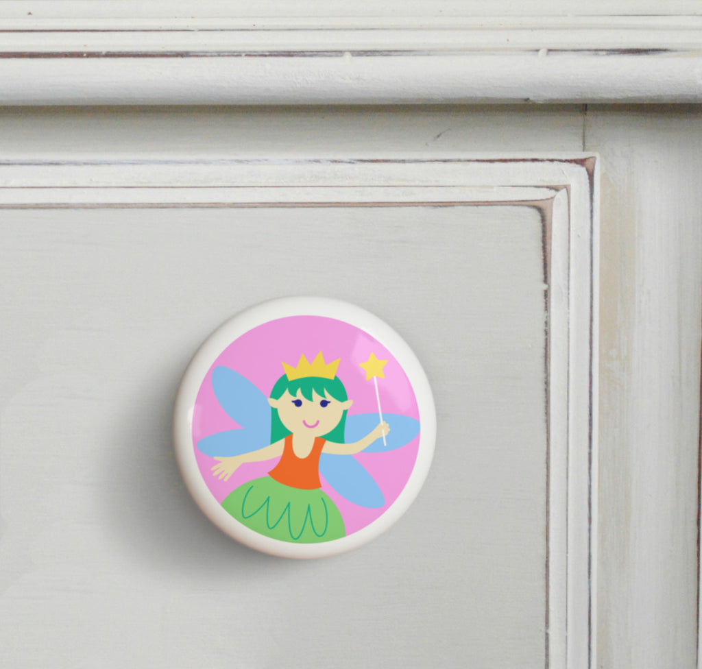 Green Hair -  - Fairy Princess Small Ceramics Kids Drawer Knob by Olive Kids from Art Appeel