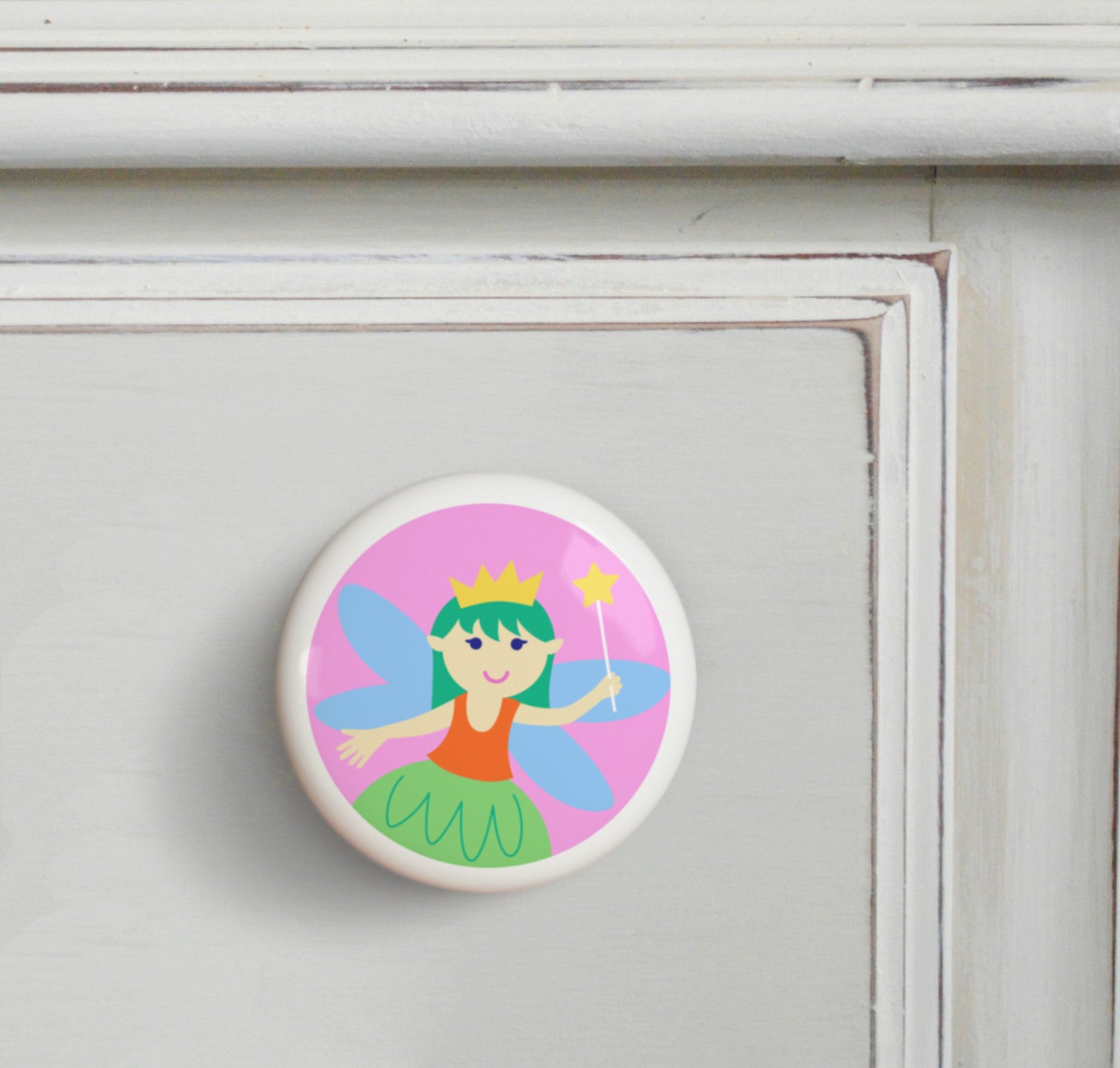 Green Hair -  - Fairy Princess Small Ceramics Kids Drawer Knob by Olive Kids from Art Appeel